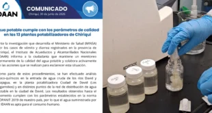 Garantía de calidad del agua potable del Idaan en Chiriquí