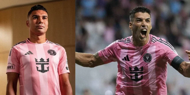 Luis Suárez celebrando un gol con la camiseta del Inter Miami en el estadio