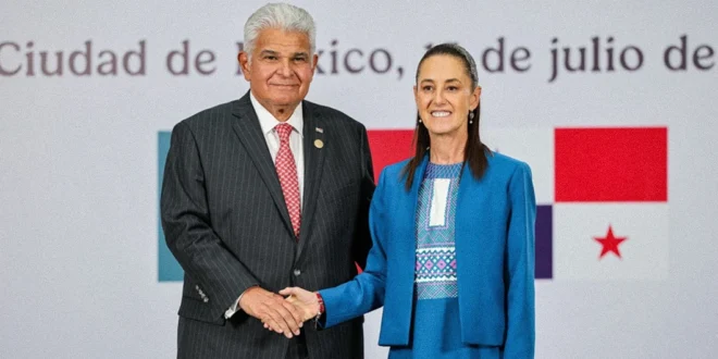 Presidente Mulino de Panamá y Presidenta Claudia Sheinbaum de México estrechando lazos diplomáticos en reunión oficial