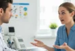 Paciente cuestionando información médica tras consultar redes sociales en un entorno clínico.