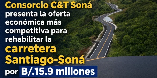 Licitación pública para la rehabilitación de la carretera Santiago-Soná en Veraguas, Panamá.
