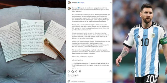 El retiro de Lionel Messi de la Selección Argentina de fútbol