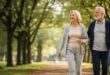 Adultos mayores caminando y disfrutando de bienestar físico gracias al control de factores de salud