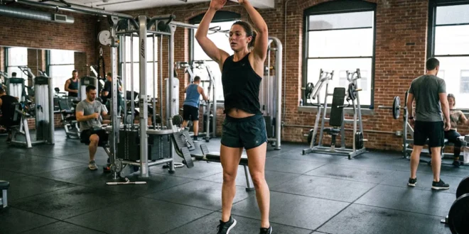 Persona realizando entrenamiento de alta intensidad tipo Tabata en un gimnasio