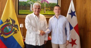Reunión bilateral entre los presidentes José Raúl Mulino y Daniel Noboa en Guayaquil.