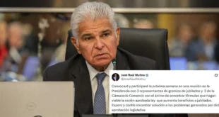 Convocatoria del Presidente Mulino al diálogo por el Proyecto de Ley 226 de descuentos a jubilados