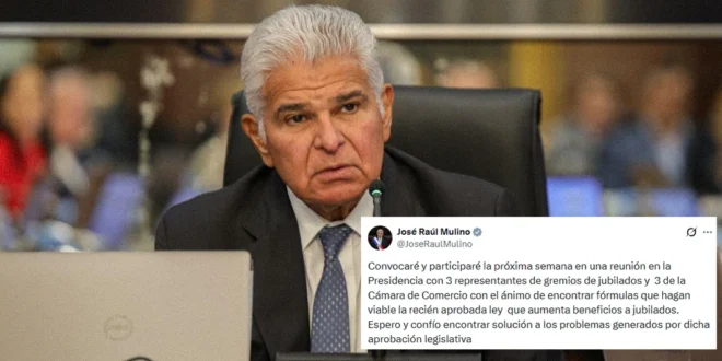 Convocatoria del Presidente Mulino al diálogo por el Proyecto de Ley 226 de descuentos a jubilados
