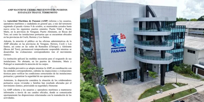 Suspensión de operaciones portuarias por la AMP tras sismo