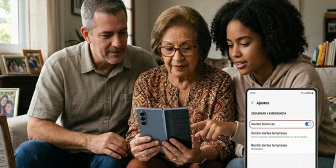 Teléfono Samsung Galaxy mostrando la pantalla de configuración de seguridad y emergencia