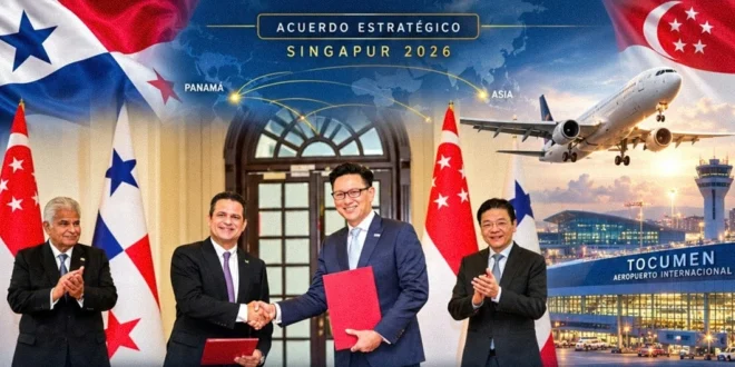 José Ruiz Blanco firmando acuerdo con SATS en Singapur