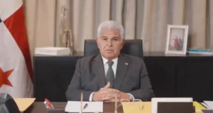 El presidente José Raúl Mulino durante su informe a la nación sobre el sismo en Panamá.
