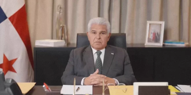 El presidente José Raúl Mulino durante su informe a la nación sobre el sismo en Panamá.